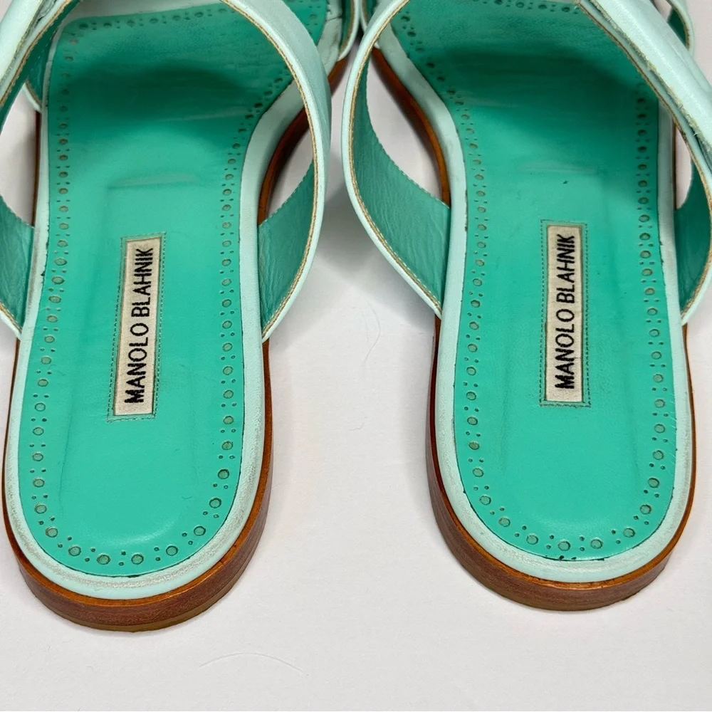 MANOLO BLAHNIK Tituba Buckle Slide Sandals Light Blue With Box Dust Bag Size 41 - Picture 8 of 16